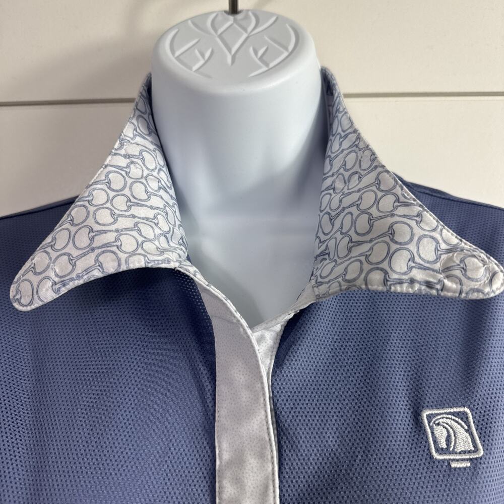 ROMFH Chill Factor Equestrian Riding Polo Shirt Long Sleeve Blue sz S - Picture 4 of 8
